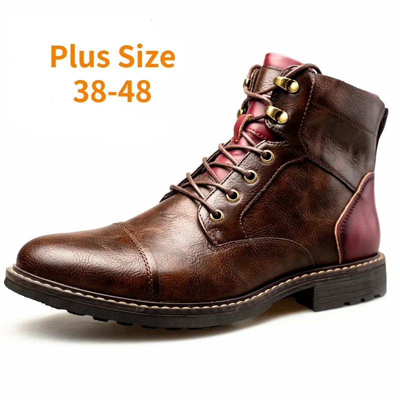 

Men Boots Plus Size 38-48 Rubber Boots for Men Spring and Autumn Shoes Handmade Cowboy Boots Fashion Tooling Boots Ankle Boots