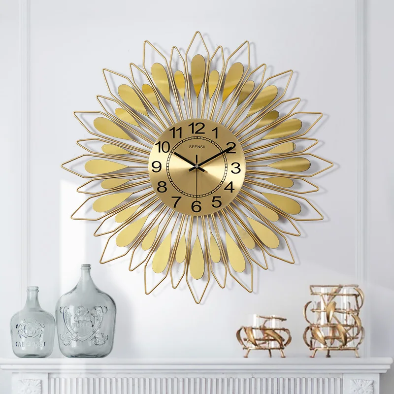 Современные настенные часы из кованого железа зеркальные домашние кварцевые для