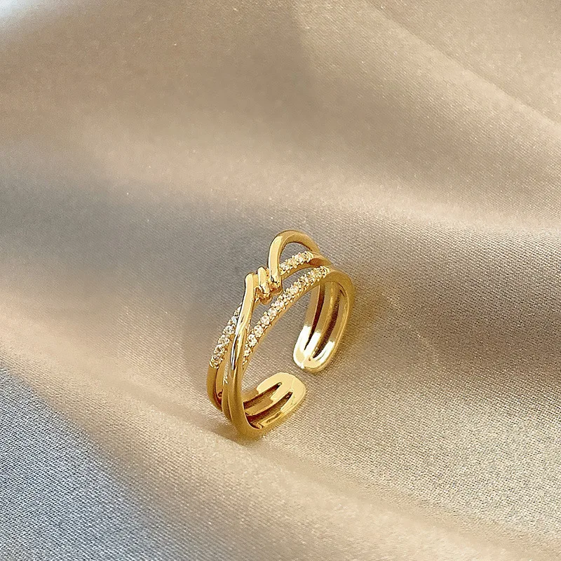 

MrZMsZ Shiny Zircon Cross Rings For Women luxurious Adjustable Open Ring Teen Girls 2021 Trendy Gift Fashion Jewelry Accessories