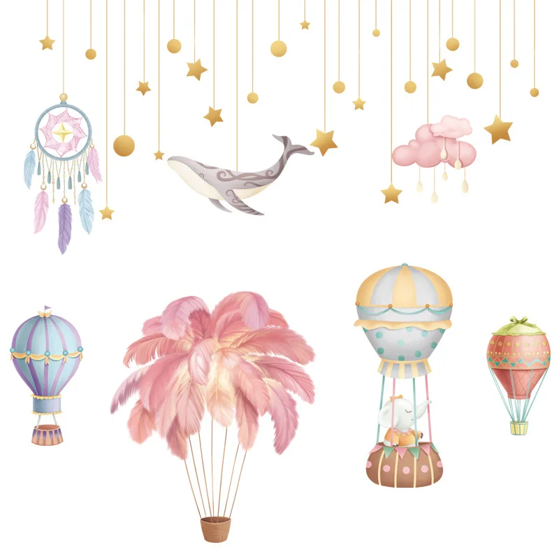 

Balloon Cartoon Wall Stickers for Kids Room Decoration Aesthetic Nursery Girl Bedroom Decor Decals for Furniture Wallpaper Art