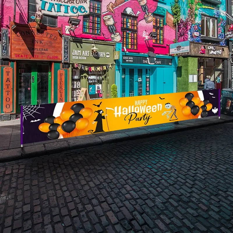 

Halloween Banner Party Decoration Happy Birthday Outdoor Banner Flags Gongrats Grad Party supplies
