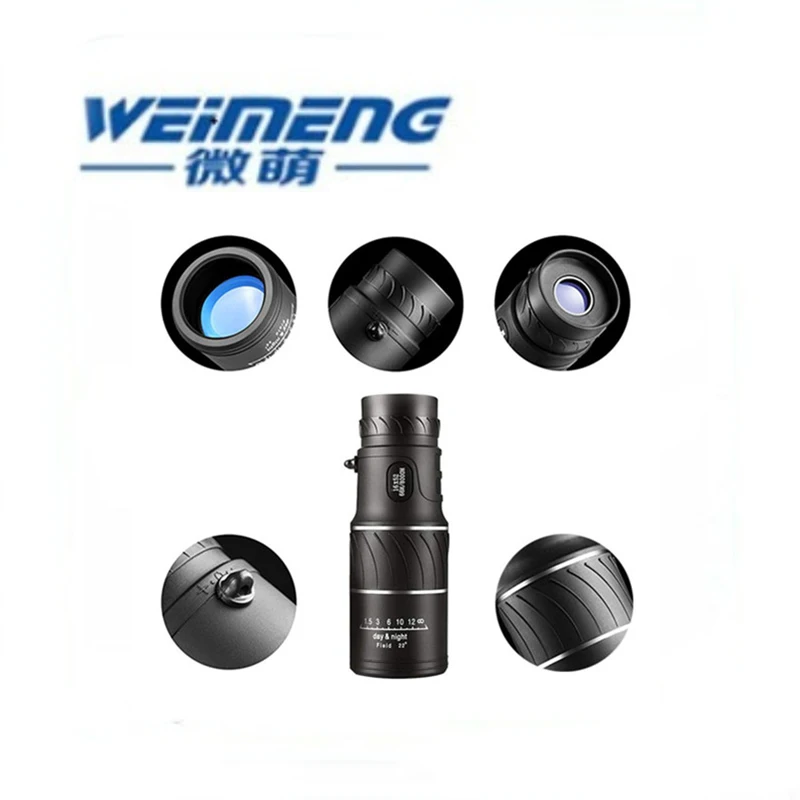 Weimeng 16X52 hd монокуляр/одиночный телескоп 66 м/8000 м Регулировка фокусировки видения зеленая пленка высокой мощности HD ночной телескоп зум