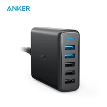 Anker phone charge 63W 5-Port USB Wall charger PowerIQ PowerPort Speed 5 for iPhone iPad xiaomi quick charger PD  3.0