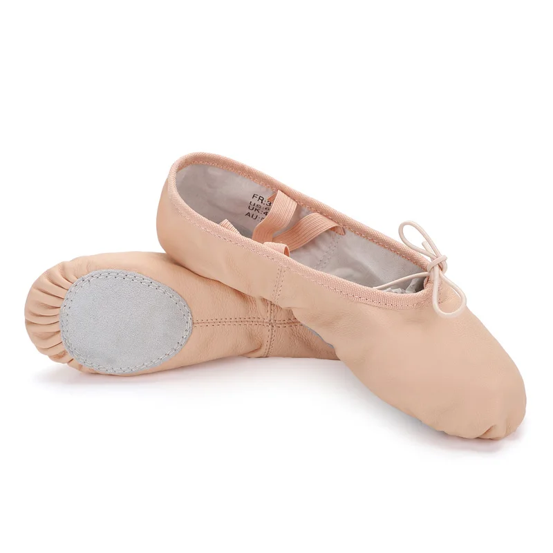 Split Sole Shoes Профессиональные женские балетные тапочки из натуральной кожи; мягкая обувь для занятий йогой, фитнесом, гимнастикой; обувь для девочек; светильник розового цвета - Цвет: Split Sole Shoes