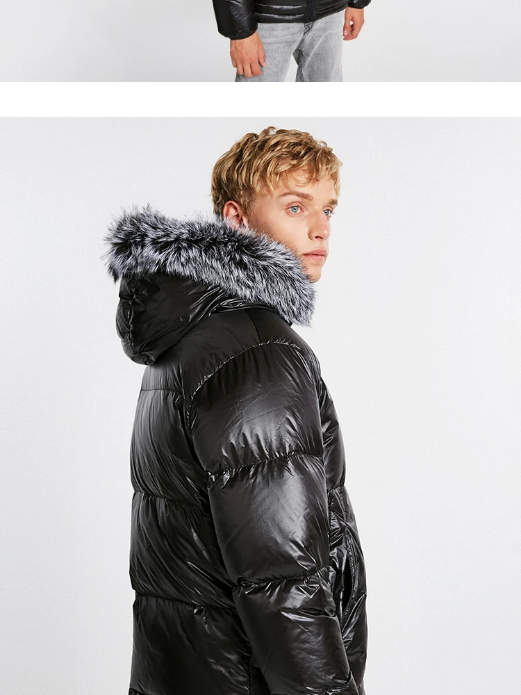JackJones мужской зимний пуховик с капюшоном и воротником из лисьего меха 218412521