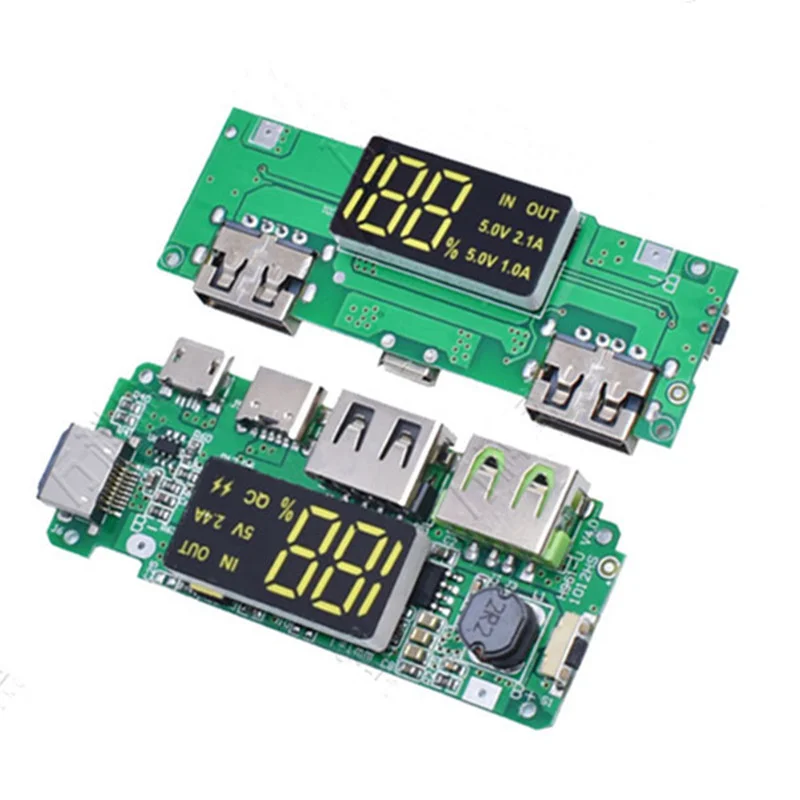 LED Dual USB 5V 2.4A Micro/Type-C Mobile Power Bank 18650 Charging Module Lithium Battery Charger Board Circuit Protection | Электроника