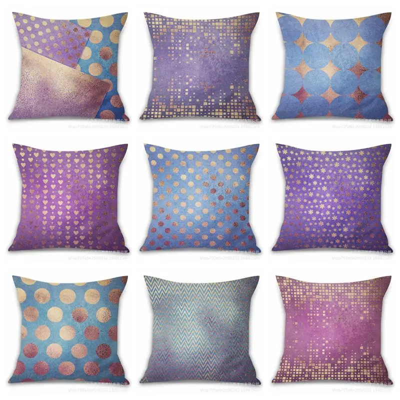 

Home Decor purple Pillowcase Pattern Zipper Decoration Throw Pillows For Car Sofa Chair Linen Cushion Cover 45x45