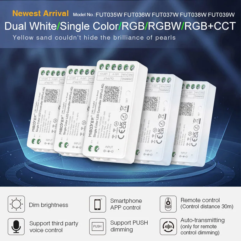Miboxer 2 4 ГГц Одноцветный двойной белый RGB RGBW + CCT светодиодный контроллер (Wi-Fi 4G) FUT035W