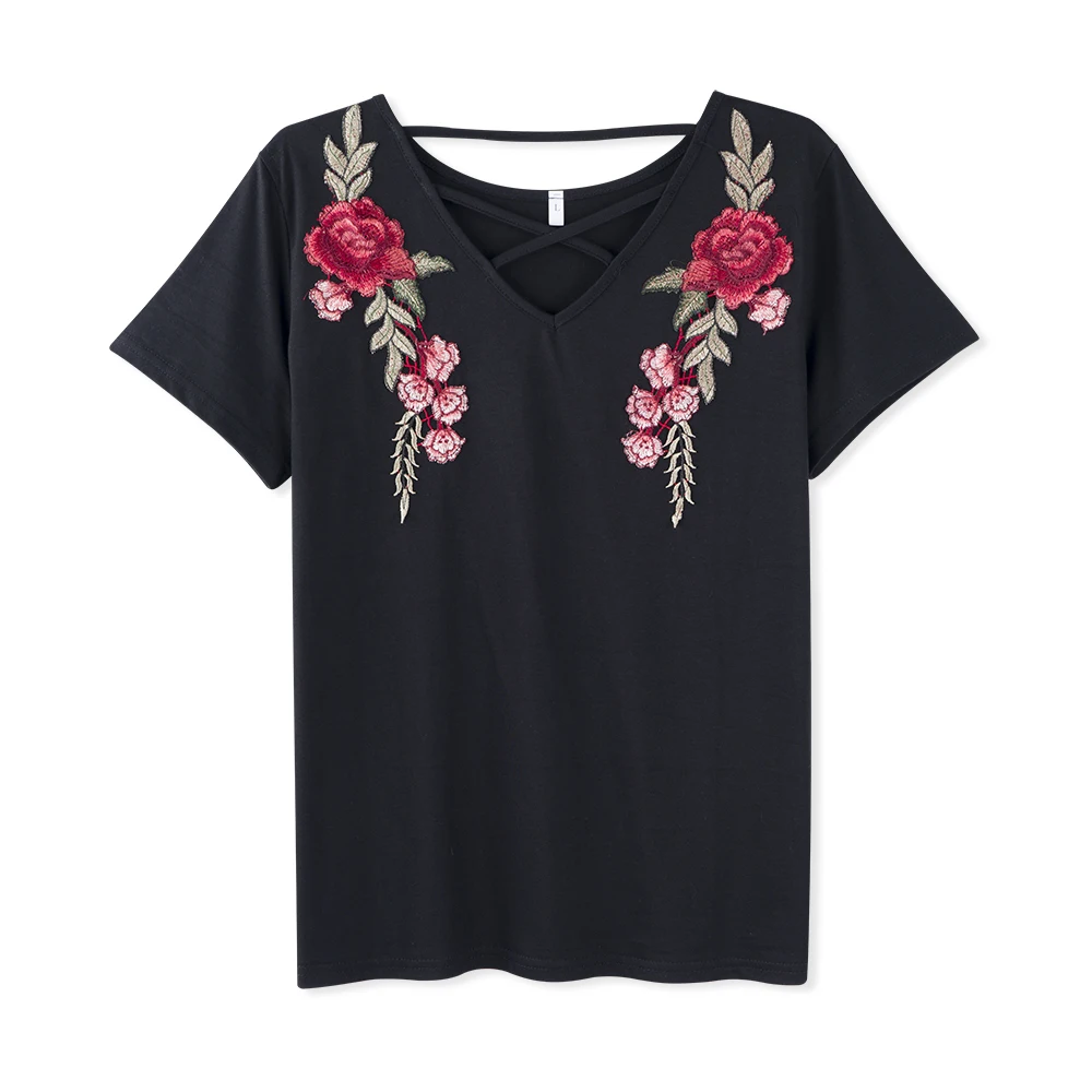 Детская модная Сексуальная футболка с цветочной вышивкой топы уличная одежда