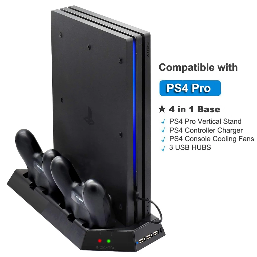 PS4 Pro консоль вертикальная подставка охлаждающий вентилятор контроллер зарядное устройство для sony Play Station 4 PS 4 Playstation 4 Pro игры аксессуары