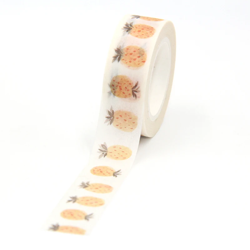 New Arrival 1PC 15MM*10M Cute Fruit Pineapple Washi Tape Wide Sticky Adhesive Scrapbooking Album DIY Decorative Paper | Канцтовары для