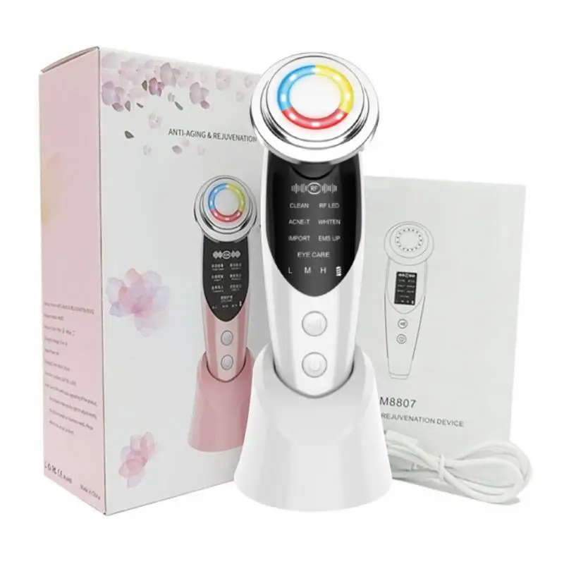 

7 In1 Face Massager RF EMS Mesotherapy Electroporation Lifting Beauty Device LED Skin Rejuvenation Remove Wrinkle Beauty Tools