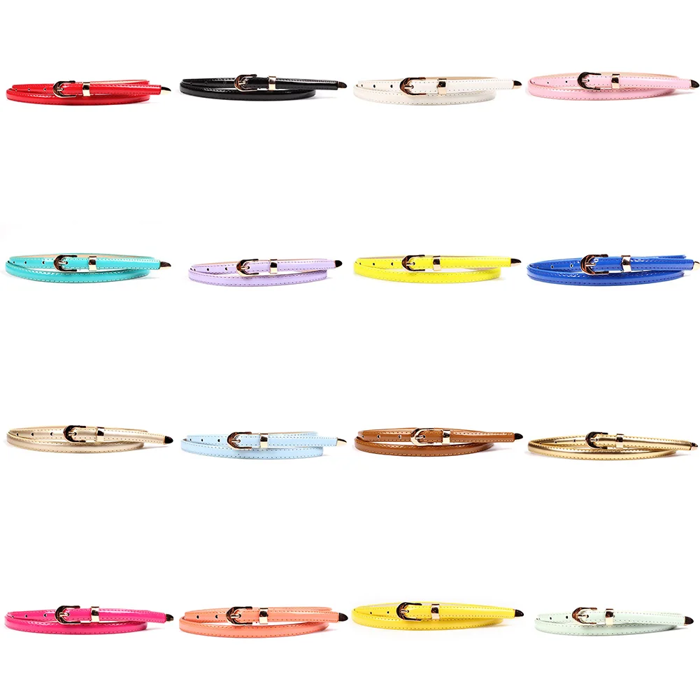 

1PC Fashion Candy Color Metal Buckle Thin Casual Belt For Women Leather Belt Female Straps Waistband For Apparel Accessories