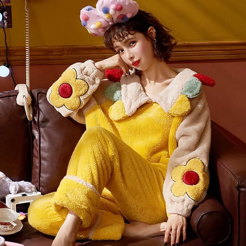 

Пижама Халат пижама женская пижама коралловый Femme; Ночное белье с героями мультфильмов; Милые костюмы; Сезон Зима; Цвет ЖЕЛТЫЙ, теплая домашн...