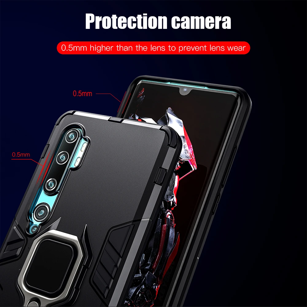 keysion shockproof armor case for xiaomi mi note 10 mi 9 pro holder car ring phone back cover for xiaomi mi 9 lite mix 2 cc9 pro free global shipping