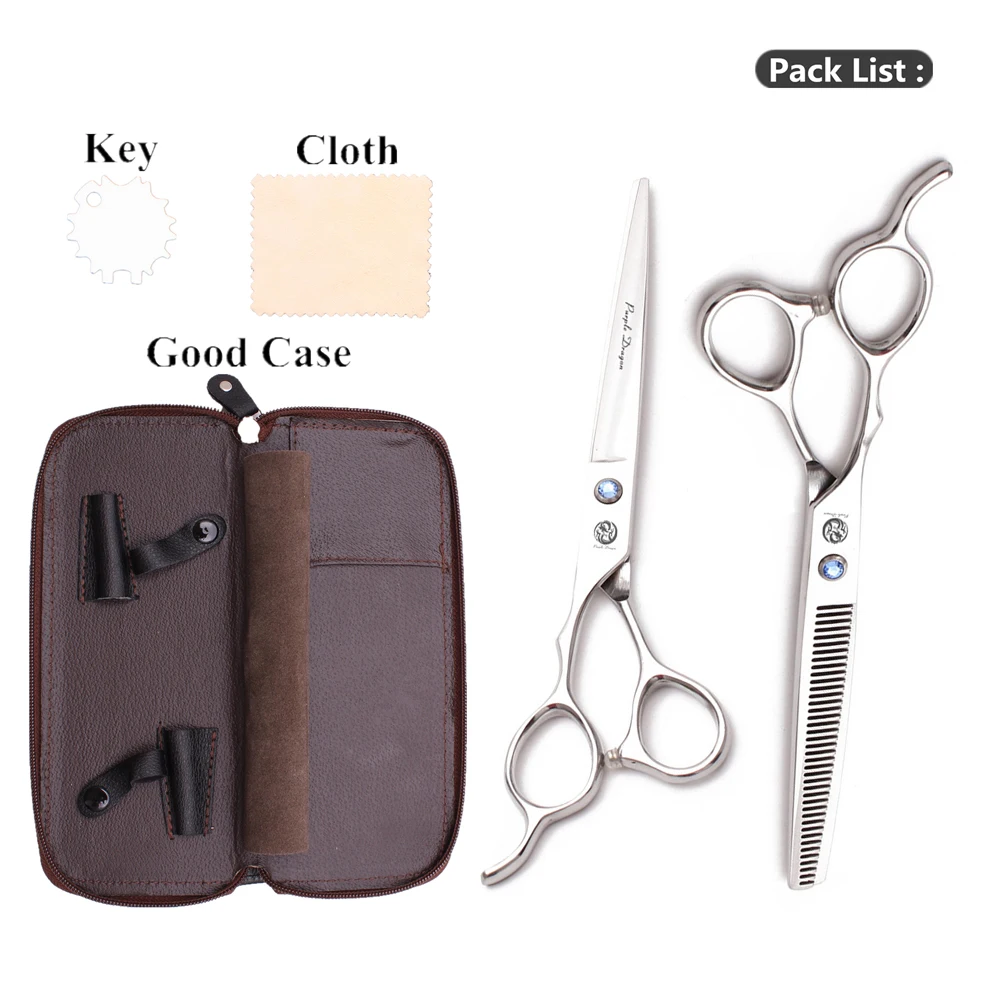 Парикмахерские ножницы для левши филировочные фиолетового дракона из