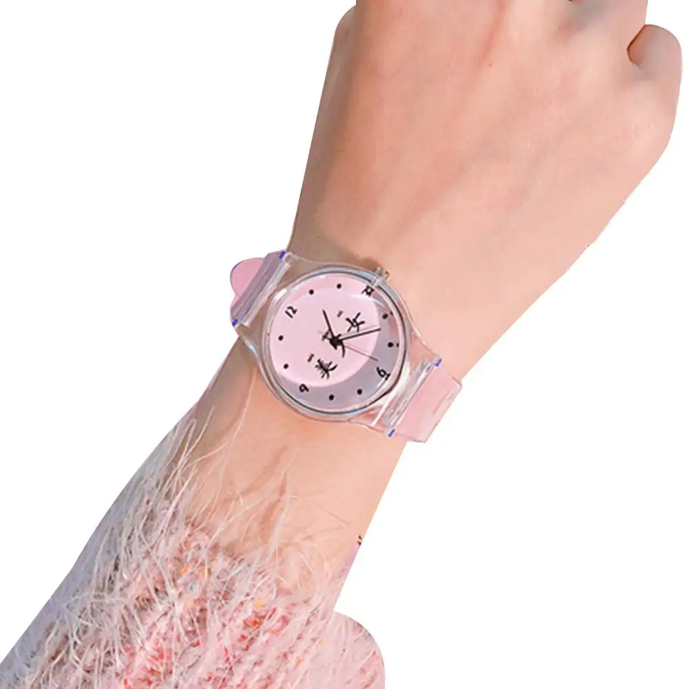 Часы женские кварцевые с круглым циферблатом и силиконовым ремешком|Женские