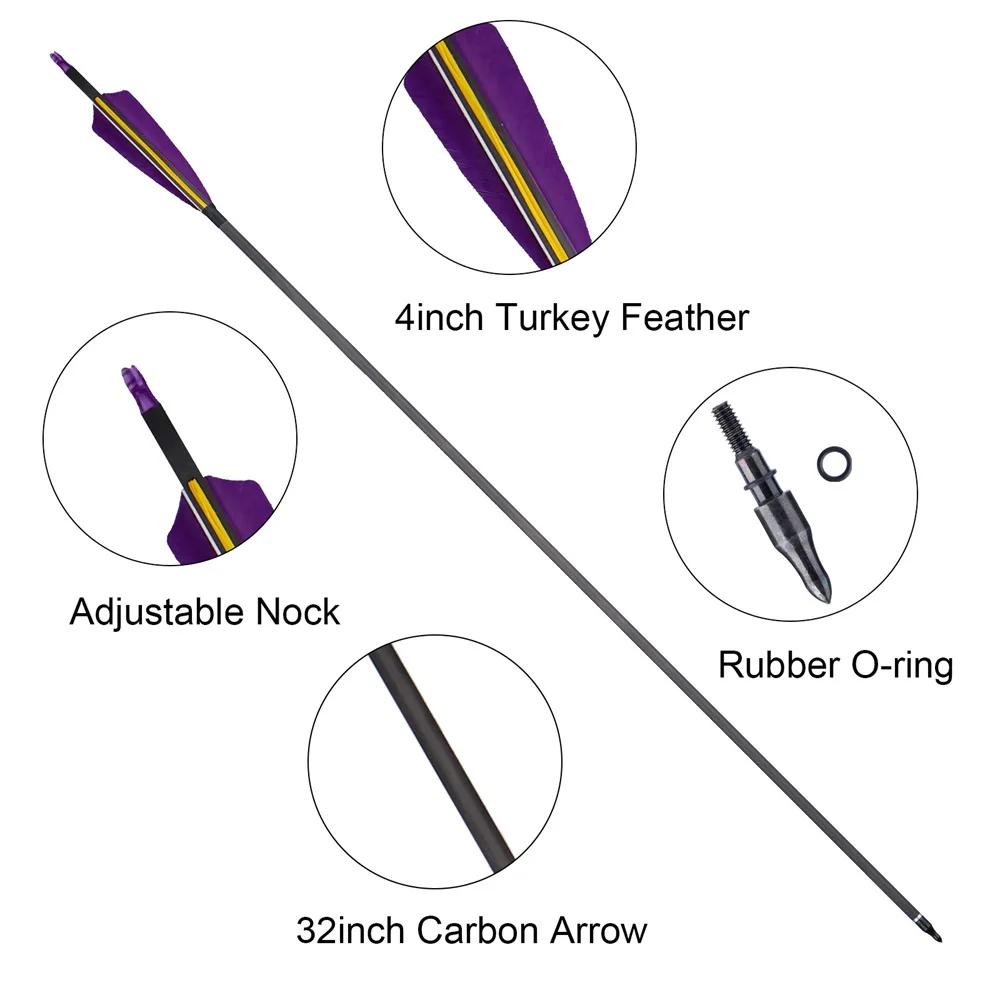 32 дюймовые стрелы для стрельбы из лука чистого углерода ID 6 2 мм Позвоночник 400 4
