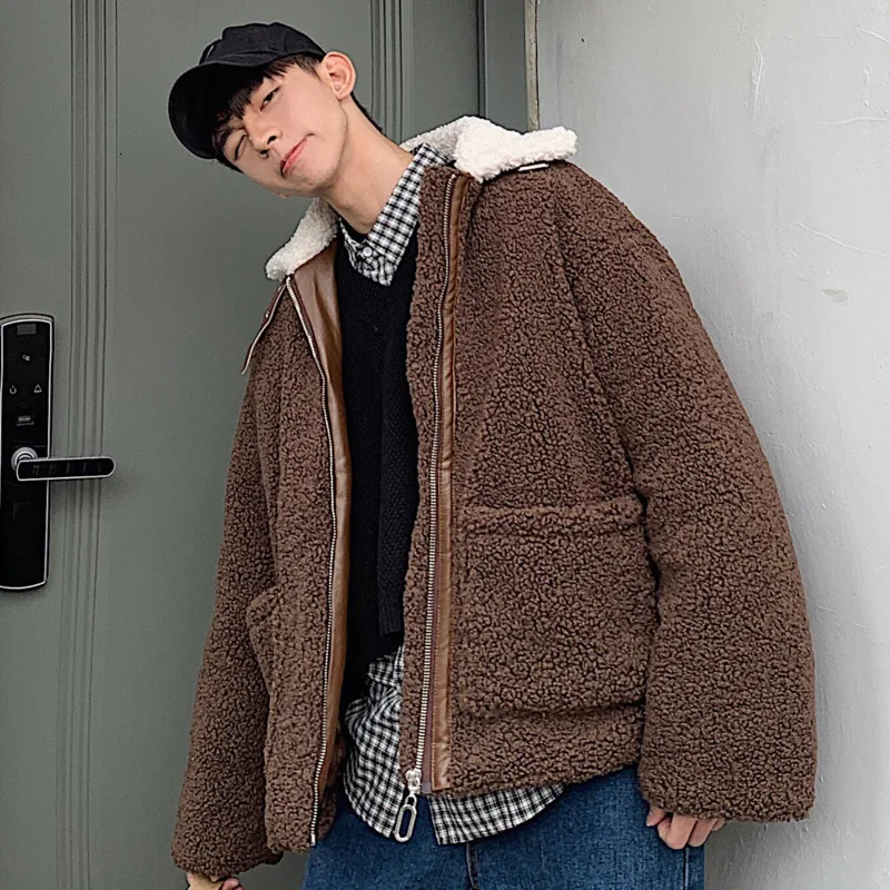 Зимняя мужская и женская одежда для влюбленных с овечьей шерстью утепленная
