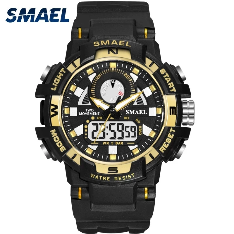 

SMAEL Sports Children's Boy Watch Waterproof Automatic Update Date Digital Pointer Dual Display Luminous Dial