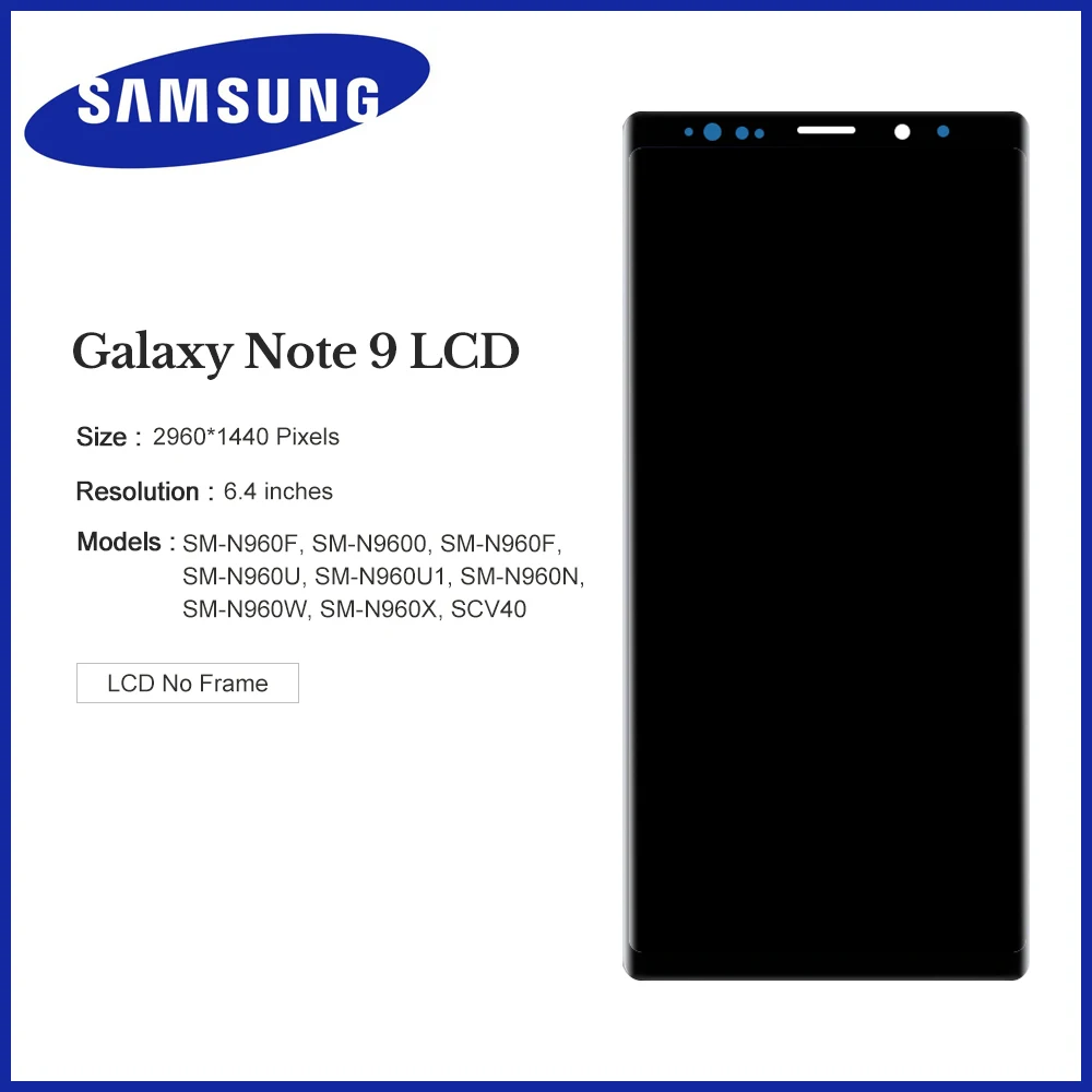Оригинальный 6 4 ''SUPER AMOLED ЖК дисплей с рамкой для SAMSUNG GALAXY Note 9 N960D N960F сенсорный