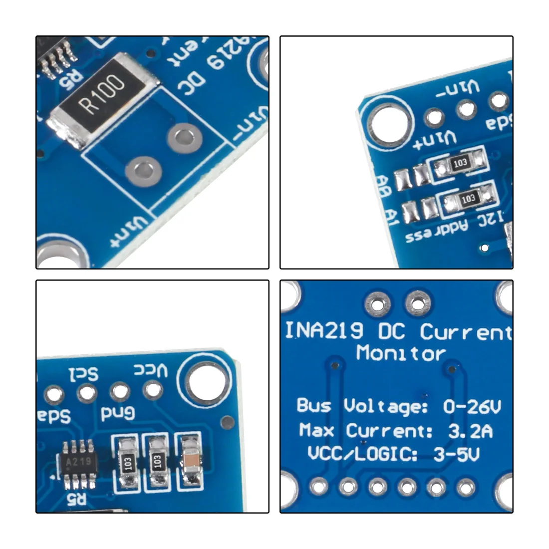 

5PCS/lot MCU-219 INA219 I2C interfaces Zero-Drift bi-directional current / power monitoring sensor module