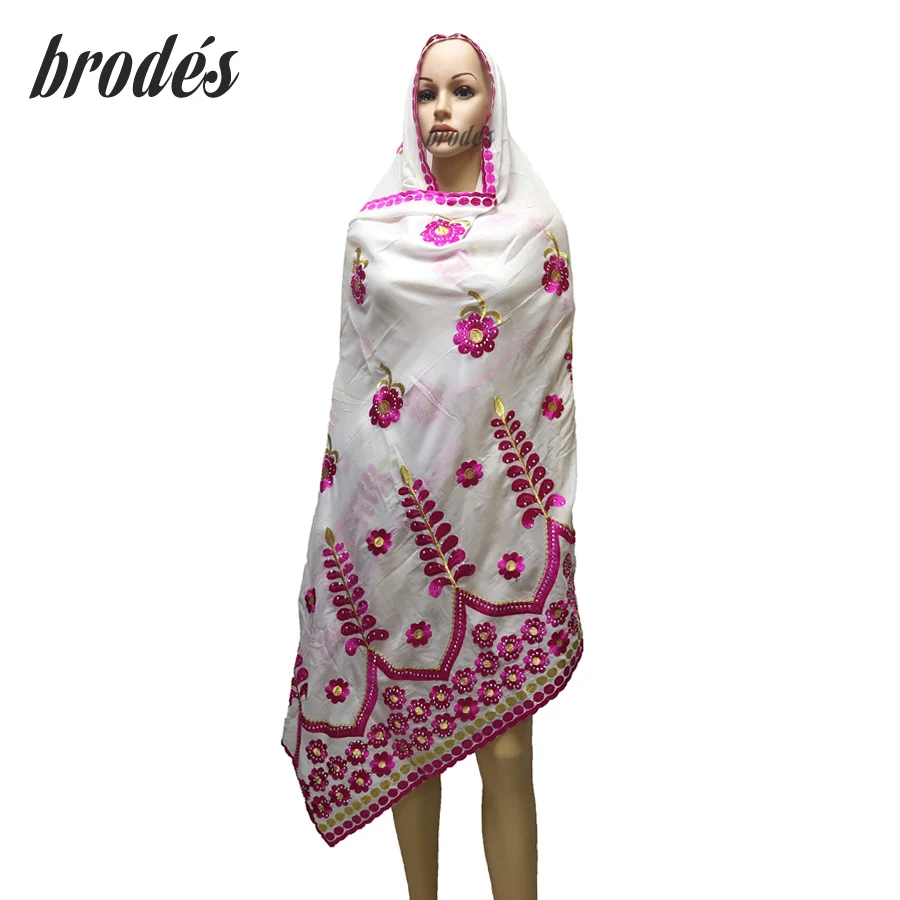 Специальные африканские женские шарфы мусульманские из 100% хлопка с вышивкой для