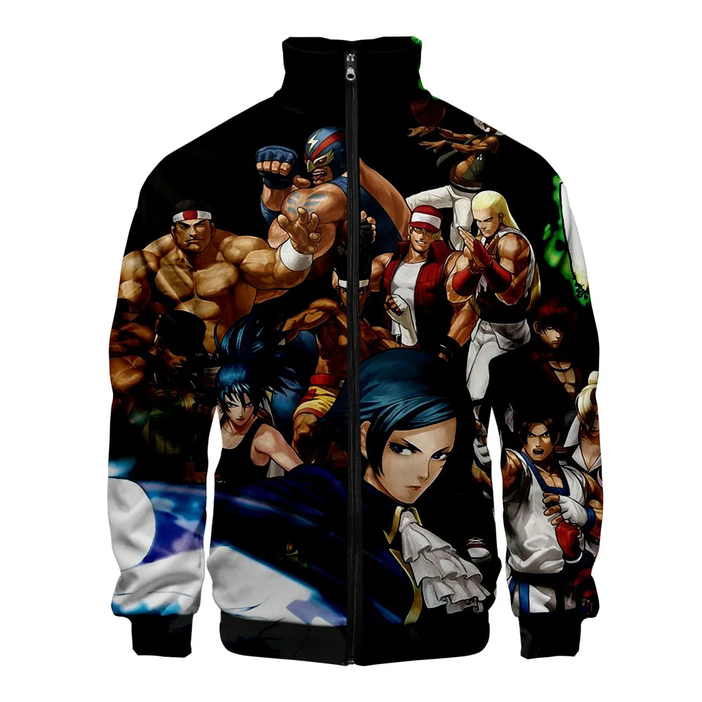 Король бойцов 3D чехол с принтами воротник на молнии куртка Модные