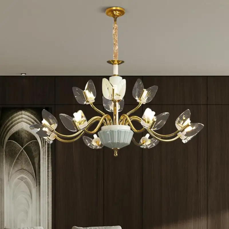 Итальянский светильник Роскошная Современная хрустальная люстра из меди и