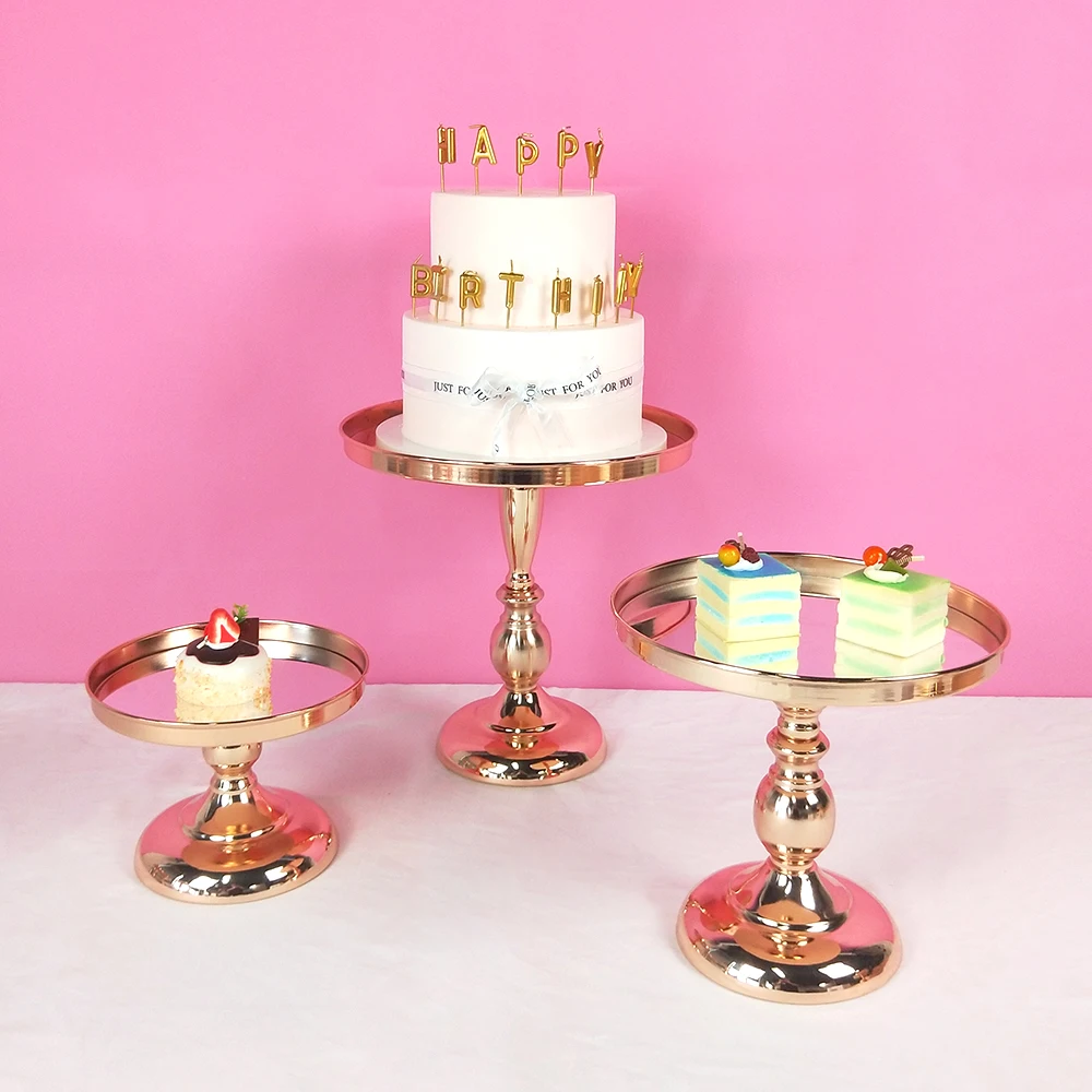 3PCS GOLD 5 шт., Золотая Хрустальная подставка для торта, набор гальванических золотых зеркал, для лица, помадка, кекс, сладкий стол, конфеты, бар, украшение стола - Цвет: 3PCS GOLD
