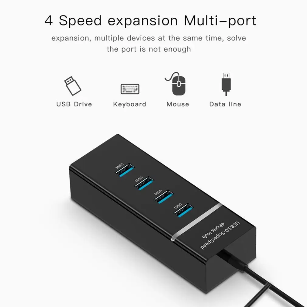 

High Speed USB 3.0 Multi HUB Splitter PC Laptop Adapter Plug & Play 4 Ports USB Hub Portable Data Sync Charging Adapter
