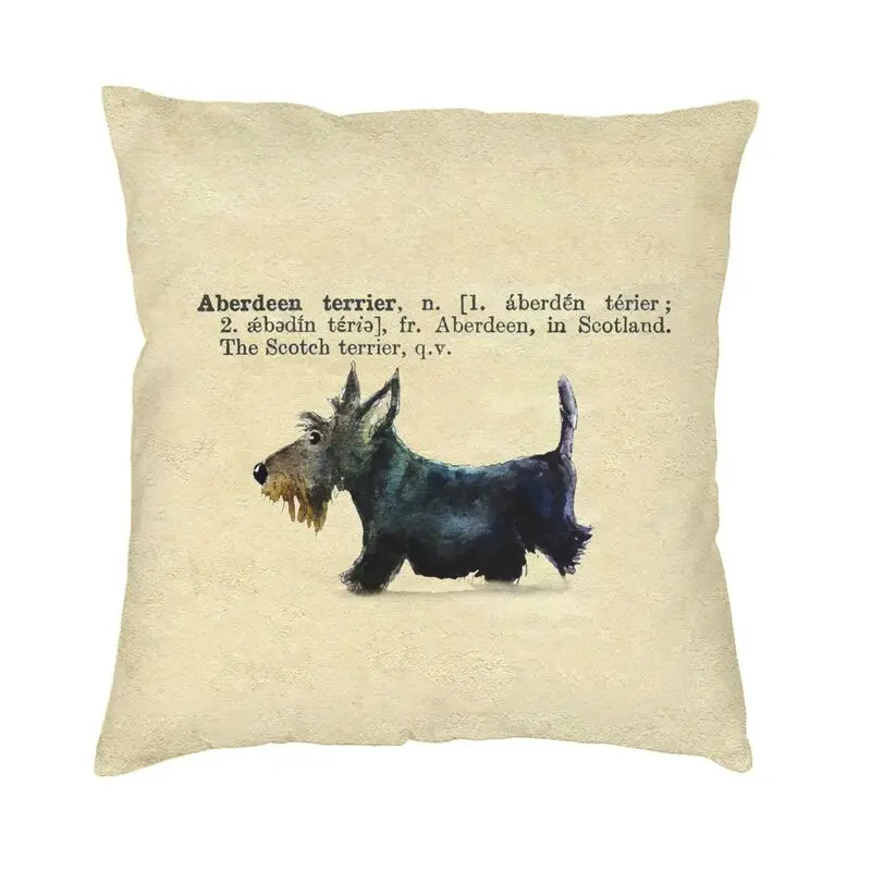 

Scottish Terrier Dog Dictionary Art Pillow Case 40x40cm for Sofa Scottie Modern Cushion Cover Car Pillowcase