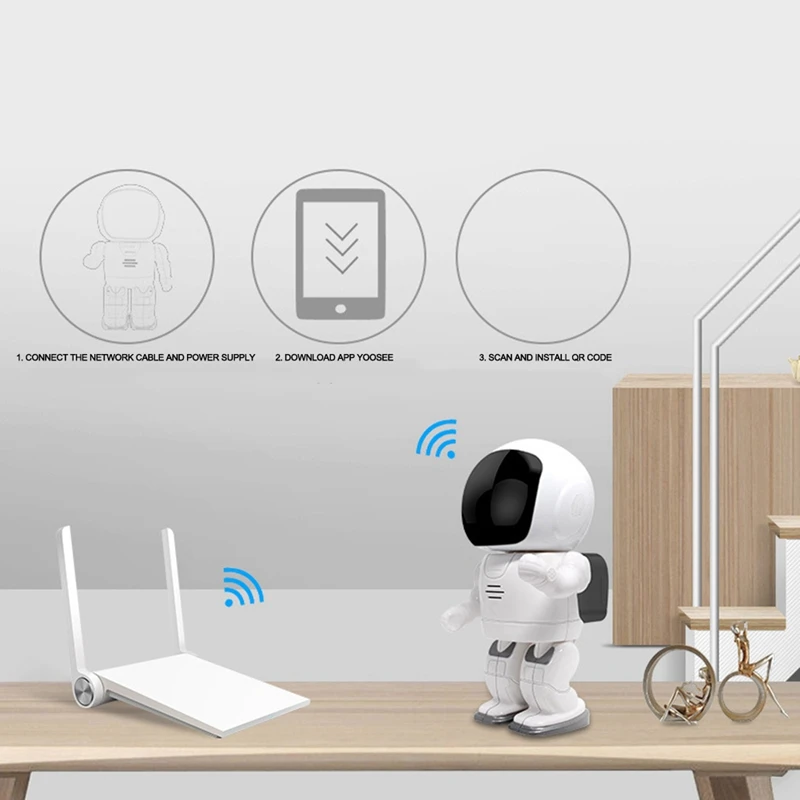 

Robot Security Camera 1080P, Baby Monitor, Home Security Robot, Automatic Monitoring, Wireless Monitoring Robot EU Plug
