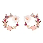 Женские серьги-гвоздики из серебра, с искусственными цветами, листьями и перьями, свадебные украшения, 2021