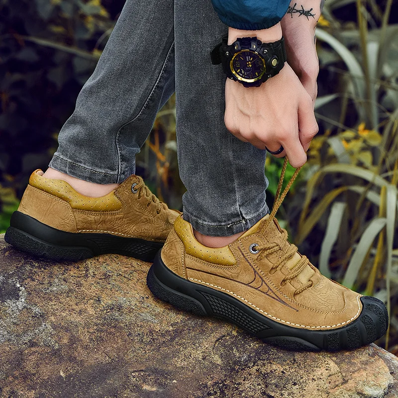 WOODTREE Men's Tactical Boots Genuine Leather Outdoor Shoes Breathable Sneakers Mountain Hiking Hunting | Обувь