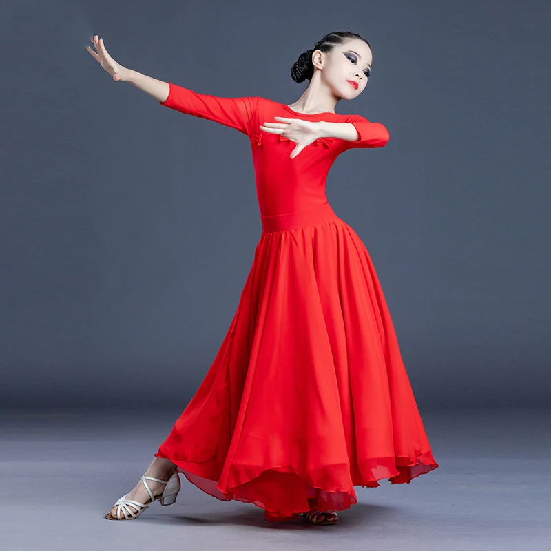 

Children'S Latin Dance Competition Dress Latin Dance Skirt Ballroom National Standard Dance Practice Performance Clothes 120-170