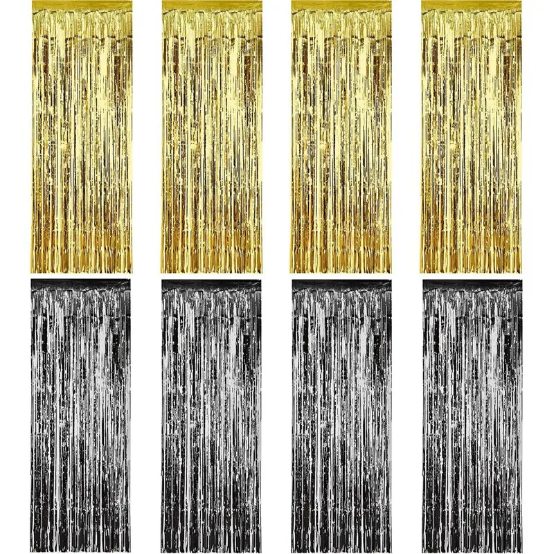 

8 Pack Foil Curtains Fringe Curtains Tinsel Backdrop Metallic Curtains For Birthday Wedding Party Photo Booth Decoration