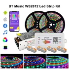 Индивидуально Адресуемая светодиодная RGB лента WS2812B 20 м, WS2812 SP107E, музыкальный Bluetooth-контроллер, 5 в постоянного тока, комплект питания