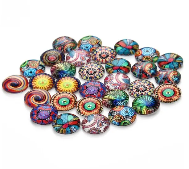 

30 шт., круглые стеклянные кабошоны в стиле ретро