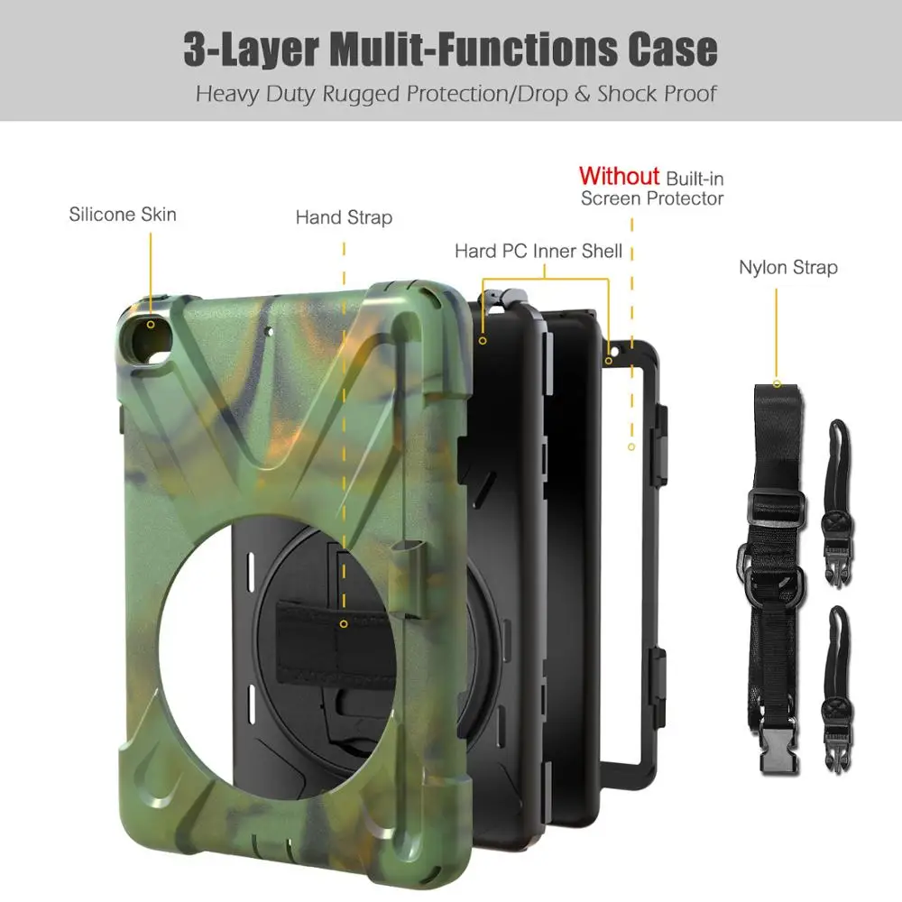 

For ipad Pro 11 inch 2018 cover case For Coque Apple ipad Pro 11 inch 2018 Case protective PC + Silicone case with pen holder