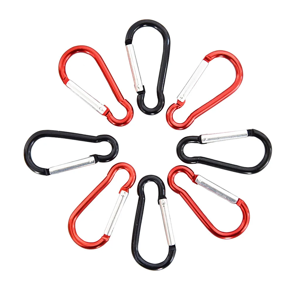 10pcs Climbing Button Carabiner D-Ring Clip Camping Hiking Hook Outdoor Sports Multi Colors Aluminium Safety Buckle Keychain