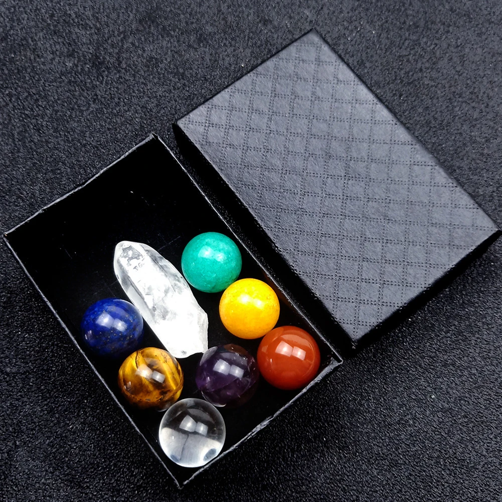 

Natural Crystal Gemstone Ornaments Seven Chakras Energy Healing Stone Quartz Yoga Mineral Home Decor with Gift Box