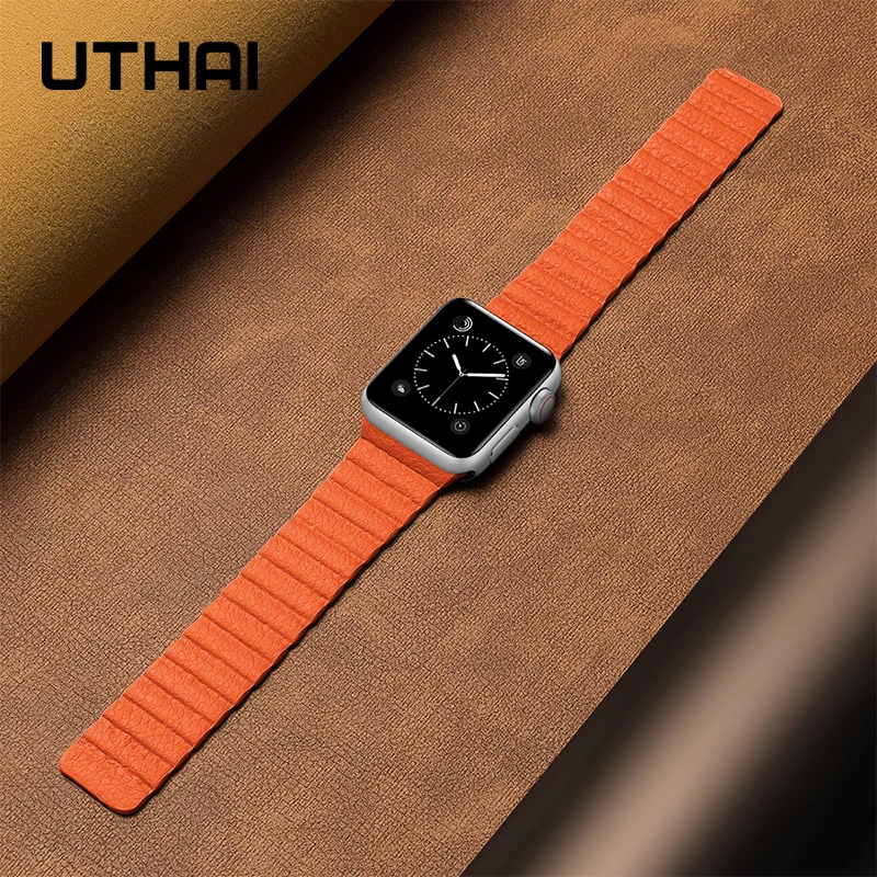 Магнитный ремешок для apple watch кожаная Петля band 44 мм 40 сменный Браслет iWatch series 5 4 3 2