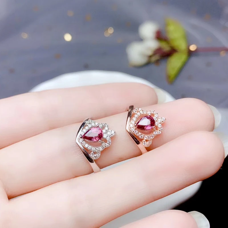

CoLife Jewelry 925 Silver Crown Ring for Engagement 4*6mm Natural Pink Tourmaline Ring Sterling Silver Tourmaline Jewelry