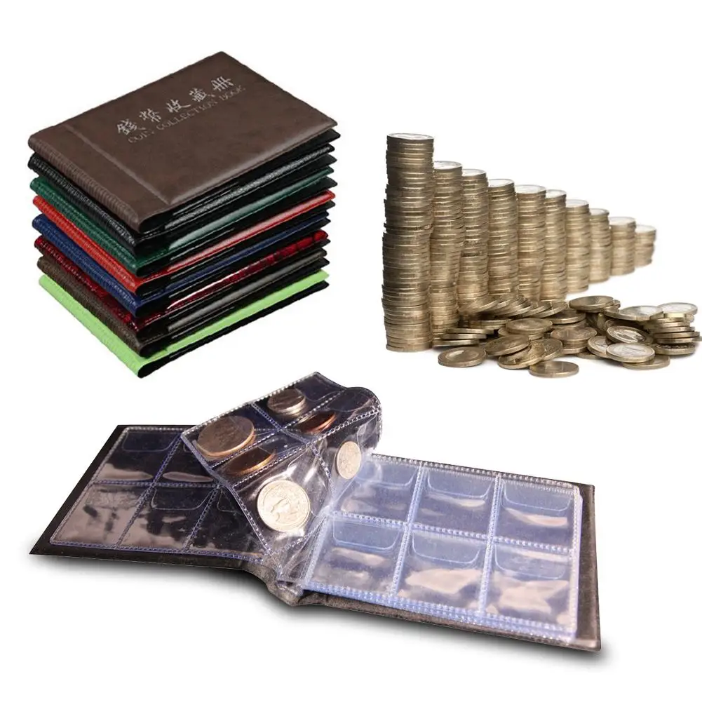 

60 Coin Collectible For Books Coins Pence Pocket Pocket Size 10 Page Color Random Household Decoration Storage Appliance