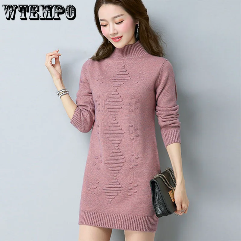 

Женские вязаные свитера, пуловеры, одежда, Однотонный свитер с длинным рукавом и высоким воротником, теплые вязаные топы, женские топы на ос...