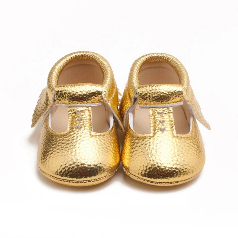 Zapatos de beb&eacute; hechos a mano para beb&eacute;s, mocasines antideslizantes con flecos, suela suave, para cuna, botas de cuero PU-1