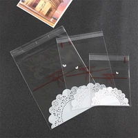 500pcs white lace bow self adhesive bags candy small gift packaging bag cookie baking bag party decoration