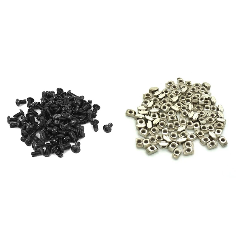 

M4 x 8mm Alloy Steel Hex Bolt Socket Head Cap Screws Black 100 Pcs with Drop in Post Assembly M4 T-Nut