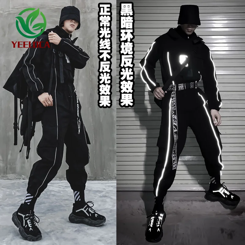 Осенне-зимняя утепленная толстовка с капюшоном сиамский комплект 3м Reflective Для мужчин, комплект спортивной одежды, оригинальные туфли в стиле хип-хоп, штаны+ футболка